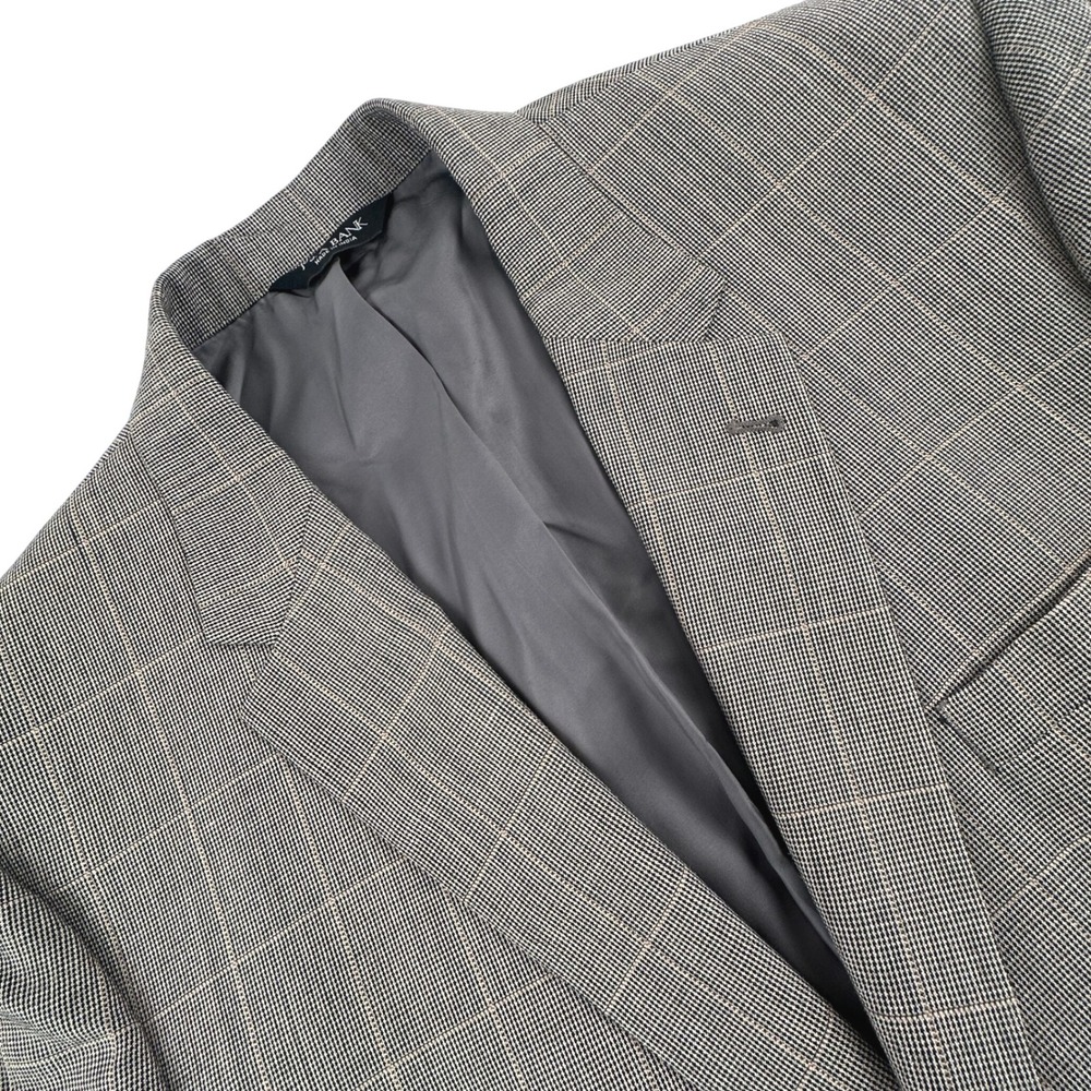Jos A Bank Mens 46R Blazer Gray Silk Wool Plaid Signature Collection Two Button